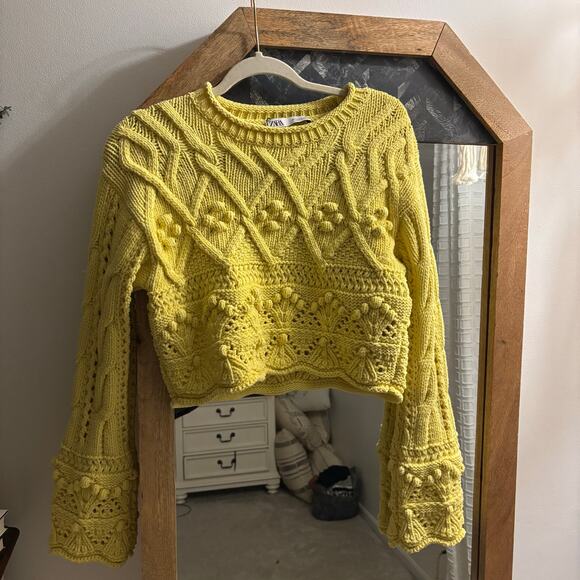 Zara Chunky Open Knit Sweater Top - Picture 2 of 7